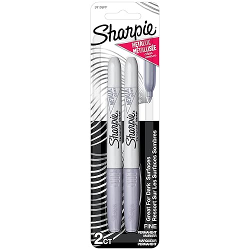 Sharpie Metallic Permanent Markers, Fine Point, Silver, 2 Count - For Black Paper or Dark Surfaces, Arts & Crafts, Posters