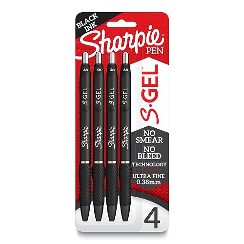 Sharpie S-Gel Pens, Ultra Fine Point (0.38mm), Black Gel Ink, 4 Count