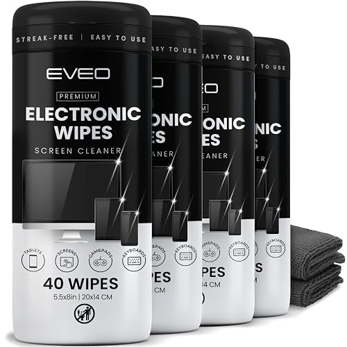 Electronic Wipes Streak-Free Screen Cleaner, TV Screen Cleaner for Smart TV, Screen Wipes Computer Cleaner, TV Cleaner for Electronics: Laptop, Car Phone, iPad | Microfiber Cloth Included [160 Wipes]