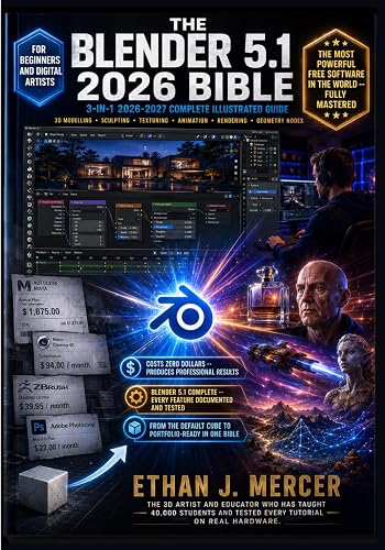 The Blender 5.1 2026 Bible: 3-in-1 Illustrated Guide to 3D Modelling, Sculpting, Texturing, Animation, Geometry Nodes, Lighting, Rendering and Compositing - Step-by-Step Tutorials, Real-World Workflow