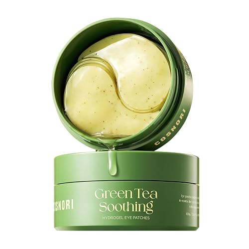 COSNORI Green Tea Soothing Hydrogel Eye Patches – Korean Under Eye Patches with Caffeine & Vitamin K for Dark Circles & Puffy Eyes, Brighter-Looking Care with Niacinamide & Adenosine, 60 Pcs