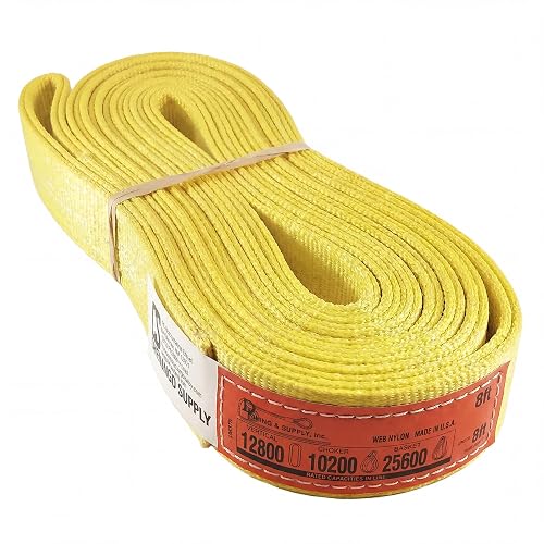 DD Sling 2" x 8' Nylon Endless Lifting Sling – USA Made | 12,800 lb Vertical, 10,200 lb Choker, 25,600 lb Basket – 2 Ply Heavy Duty 900 Webbing, Type 5 Endless Rigging Sling