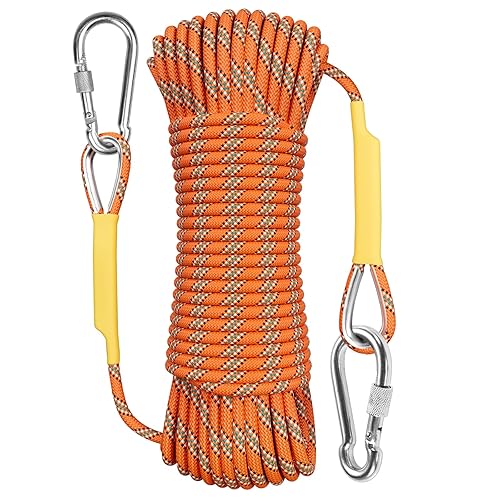 X XBEN Outdoor Climbing Rope 10M(32ft) 20M(64ft) 30M(96ft) 50M(160ft) 70M(230ft) 152M(500FT) 352M(1000FT) Static Rock Climbing Rope for Escape Rope Ice Climbing Equipment Fire Rescue Parachute