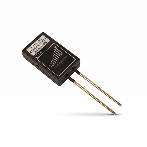 United Scientific™ Electric Conductivity Tester, Meter for Lab & Classroom | Ten-Level LED Display, Brass Dual Probes, Tests Solids and Liquids, 12V Battery Included, No Calibration Needed