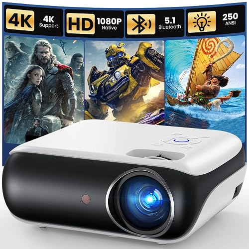 HAPPRUN Native 1080P Outdoor Smart Projector-Standard | Native 1080P • Mini & Portable • Easy Setup • Built-in Speaker • Indoor & Outdoor • Phone, Laptop & PS5 Compatible