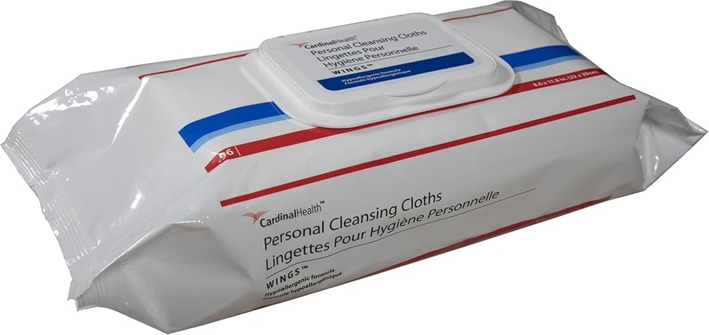 Cardinal Health™ WINGS™ Personal Cleansing Cloths, Softpack, 96 Count per Pack, 5399S, Case of 8 Packs