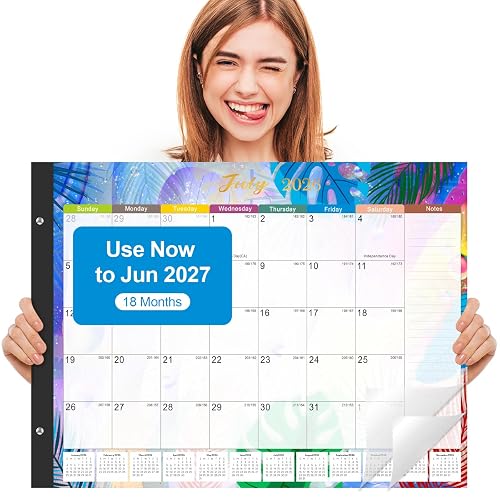Large Desk Calendar 2026-2027,Jul 2026-Dec 2027,Gannyfer 18-Month Calendar | 22" x 17" Desktop Pad Calendar 2027, Office Supplies Perfect for Planning and Organizing In Your Home, School or Office
