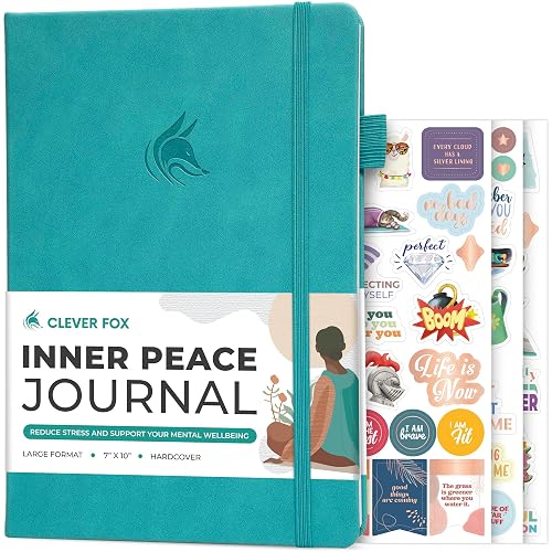 Clever Fox Inner Peace & Anxiety Journal for Women, Wellness Turquoise | Guided daily diary with prompts for mental health, mood, gratitude, self-care, purpose, therapy, stress, healing, midnfulness