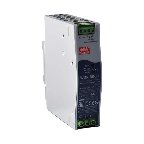 WDR-60-24 24V 2.5A 60W Industrial Power Supply, Ultra Slim, Wide Input Voltage, for Automation Control
