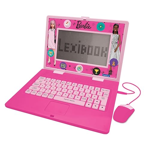 Lexibook, Barbie Educational Laptop for Kids, JC599BBi2 | Spanish/English, 170 activities, Large screen, Learning games and music