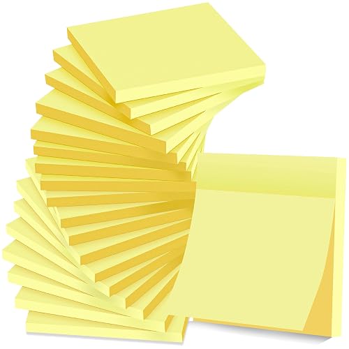 (18 Pads) Sticky Notes 3 x 3 in, Yellow Self-Stick Pads, Strong Adhesive | School Supplies and Oﬃce Supplies, Easy to Post for Home, Office, Notebook, Clean Removal