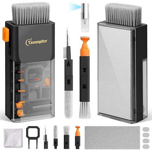 Keyboard Cleaning Kit, All-in-One Laptop & Computer Screen Cleaner, Black | Multi-function Electronic Cleaner, Soft Bristle Brush, Computer Screen-safe Spray, Compact, for MacBook, iPad, iPhone, earbud