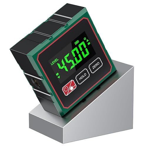 Digital Angle Finder Magnetic Digital Level with Laser Angle Gauge for Table Saw&Woodworking, LCD Display Level Box Measuring Tool, Electronic Laser Backlight Inclinometer for Construction, Machinery