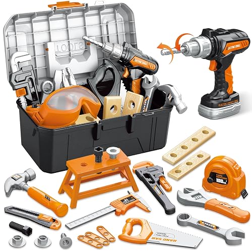 OCHIDO Kids Tool Set with Tool Box Electronic Toy Drill, Tool Play Toys | 46PCS Toddler Tool Set, Construction Tools for Ages 3 4 5 6 7 8, Christmas & Birthday Gifts for Boys Girls