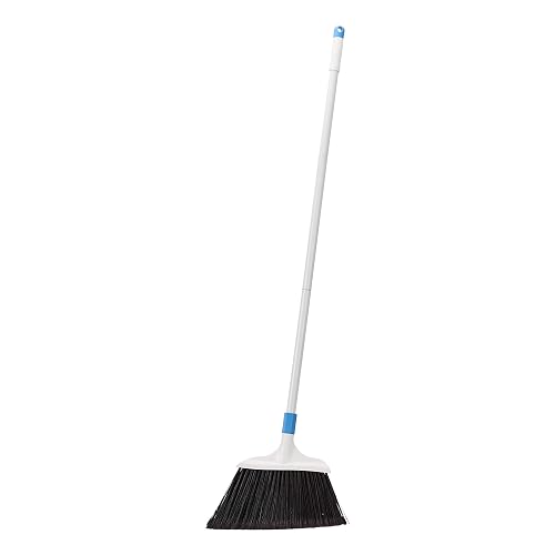 Amazon Basics Heavy-Duty Floor Cleaning Broom with Stiff Bristles, Sturdy 3-Piece Handle, Easy to Assemble, Indoor Outdoor Use for Driveways and Sidewalks, Blue and White