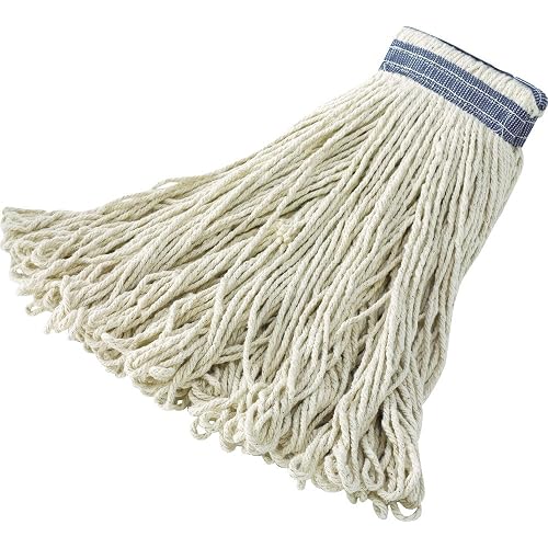 Rubbermaid Commercial Products Universal Large 24 OZ Cotton Wet Mop Universal Headband White Industrial/Professional General Purpose Cleaning of Hardwood/Vinyl Tile/Smooth Concrete
