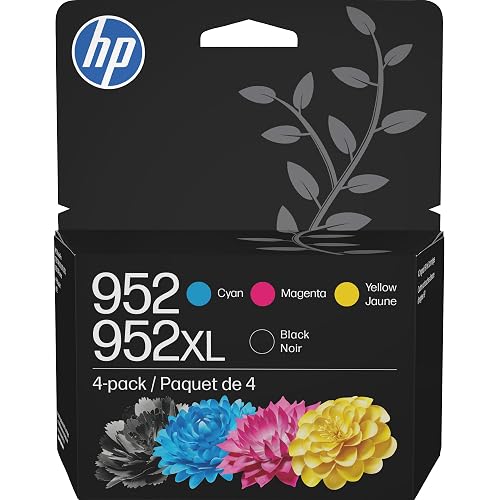 HP 952XL Black + 952 Cyan, Magenta, Yellow Ink | Works with Printer Series: OfficeJet 8702, OfficeJet Pro 7720, 7740, 8210, 8710, 8720, 8730, 8740 | N9K28AN