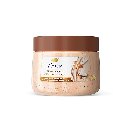 Dove Brown Sugar and Coconut Butter Body Scrub Exfoliates and Deeply 15 oz | For dry, dull skin, Helps deeply nourish skin, With Dove moisturizing cream, Brown Sugar & Coconut Butter