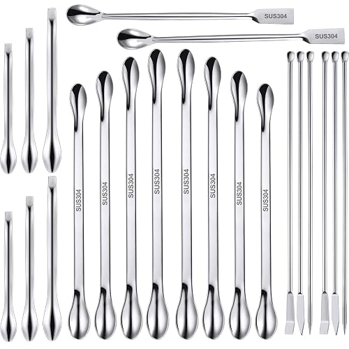 22 Pcs Stainless Steel Lab Spatula Micro Scoop Set for Gel Cap Filler | Lab Spoons Kit, Mixing Spatula, Sampling Tools, Powder Handling, School Lab Equipment