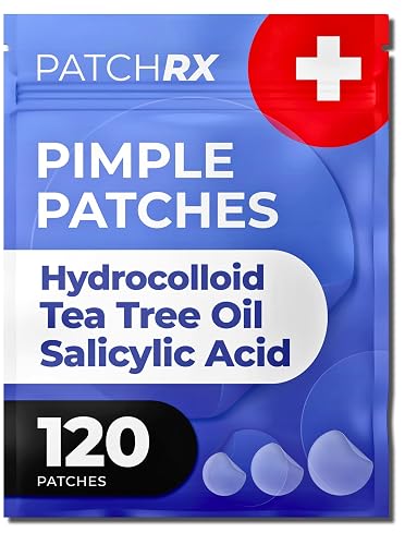 PatchRx Salicylic Pimple Patches (120 Pack), Salicylic Acid Acne Patches with Tea Tree Oil - Zit Patch and Pimple Stickers for Face for Skin Care - Salicylic Acid Acne Dots (Packaging May Vary)