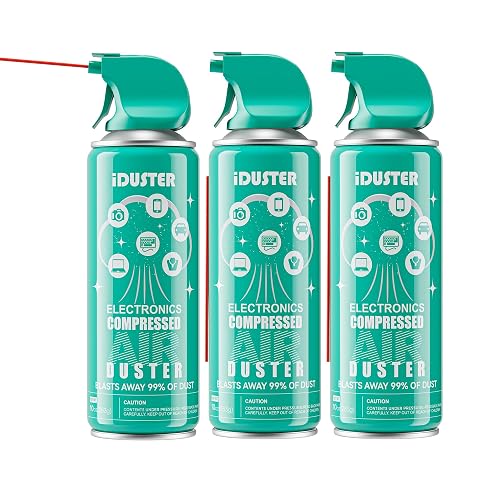 iDuster Keyboard Cleaner Air Spray - Canned Air for PS5, Computer, PC, Keyboard, Electronics, 3PCS(10oz)