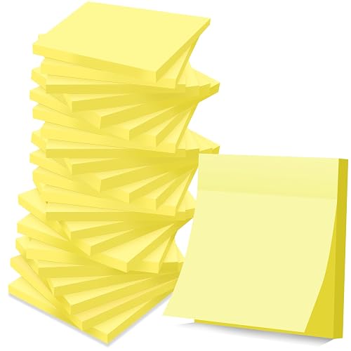 (24 Pads) Sticky Notes 3x3 in Yellow, Clean Removal, Recyclable | Self-Stick Pads, School Supplies and Oﬃce Supplies, Easy to Post for Home, Office, Notebook