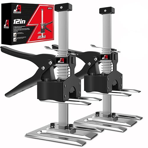JANNIRESS 2‑Pack Labor‑Saving Jack, Multi‑Purpose Lifter Tool,Black/White | Great for cabinet, wall tile & construction work; Flexible height adjustment, 6.69In lift range, holds up to 440LBS.