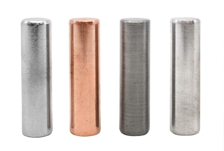 Eisco Density Cylinder Kit, Aluminum Zinc Copper & Steel, 1.5" x 0.4", 4 Pc | Four Metals for Density & Specific Gravity Labs, Manual with Inquiry Activities & Capture Sheets
