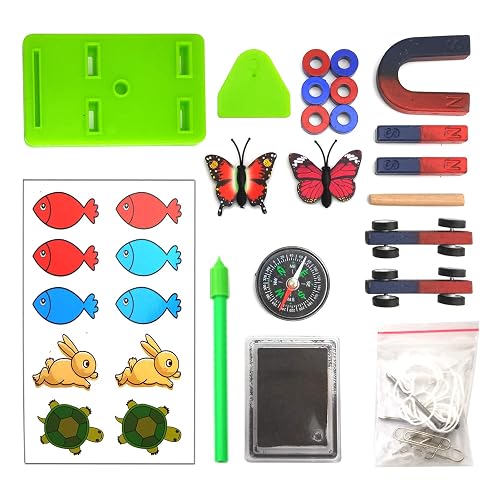 EUDAX Labs Junior Science N/S Magnet Set for Education Science Experiment Tools Icluding Bar/Ring/Horseshoe/Compass Magnets