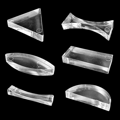 6 PCS Physical Optical Acrylic Convex Concave Lens Set, Triangular Semicircular Rectangular Prism Physics Demonstration Tools Equipment for Physics Teaching Students Lab Photography Science