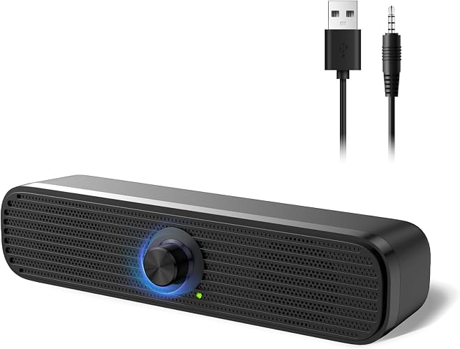 1Mii 3.5mm Computer Speakers for Desktop Laptop Tablet with Volume Control | USB Powered PC Speakers, Small External Speakers Wired, Stereo Sound with 3.5mm Audio Plug for Windows Mac Linux PCs Monitor