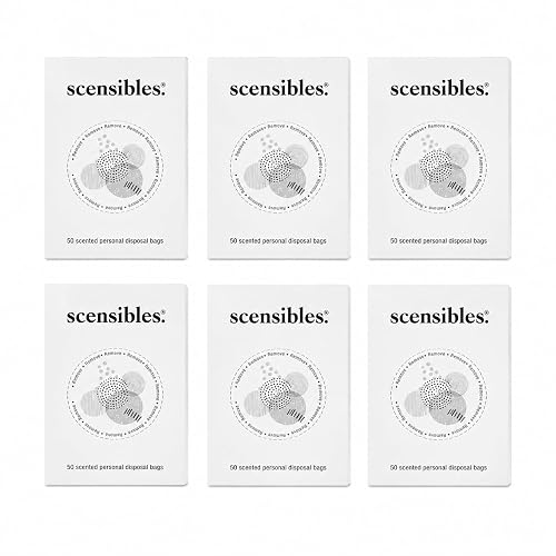 Scensibles Personal Care Disposal Bags Refill Boxes – 300 Bags (6 Boxes of 50) – for Tampons, Pads, Liners, Condoms & More – Discreet, Hygienic & Odor-Reducing