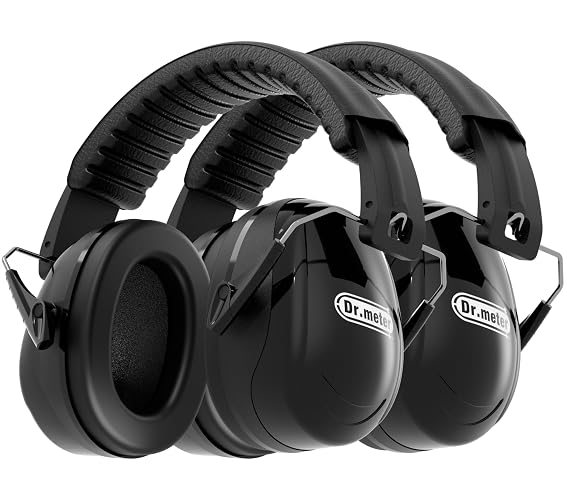 Dr.meter Hearing Protection Ear Muffs 2PACK, 31dB Earmuffs For Adults Kids | FM-1B Safety Ear Muff Noise Cancelling Headphones for Kids Autism Sensory, Yard Work, Mowing or Range Noise Reduction