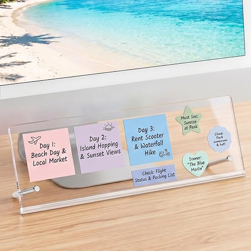 Yncotte Monitor Memo Board Holder 14"x5",Office Organization Memo Holders | Computer Sticky Note Holder, Space-Saving Under Monitor, Movable & Reusable, Screen Saver for Office & Home Desktop Decor