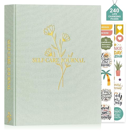 Lanpn Self Care Journal for Women, Self Love Guided Journals with Prompts, Daily Reflection Wellness & Gratitude Planner, 5 Minute Mental Health Notebook, Mindfulness Mood Log, 240 Pages, Sage Green