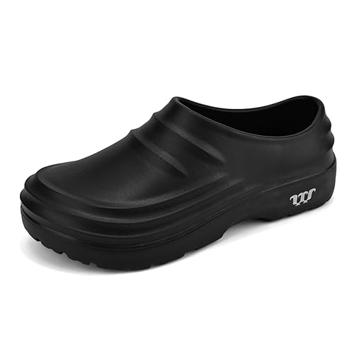 XUEMAX Men's Oil-Resistant Chef Shoes Waterproof Chef Clogs with Non-Slip Sole Men's Comfortable Lightweight Work Mules & Clogs for Restaurant, Nursing, Hospital and Industrial Use