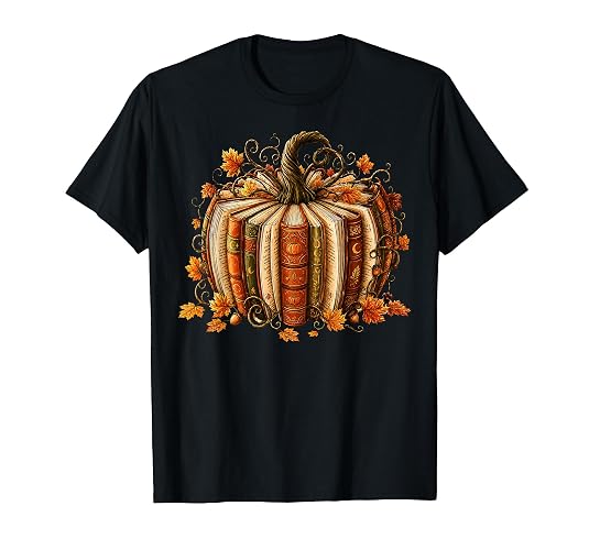 Halloween Fall Reading Pumpkin Book Teacher Men Women Kid T-Shirt