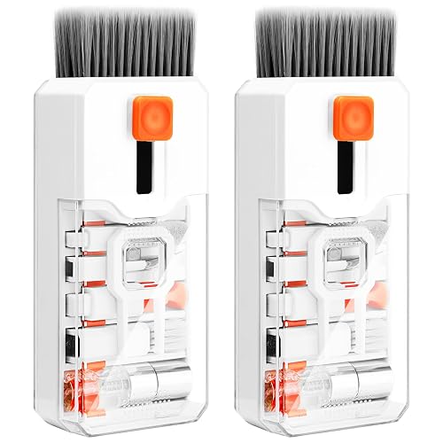2 Pack Keyboard Cleaner & Laptop Cleaning Kit, All-in-1 for Computer PC | Electronics Deep Cleaning Reusable Brush Tool, Screen-Safe Spray, for iPhone iPad Macbook Airpod Camera, Gaming Accessories