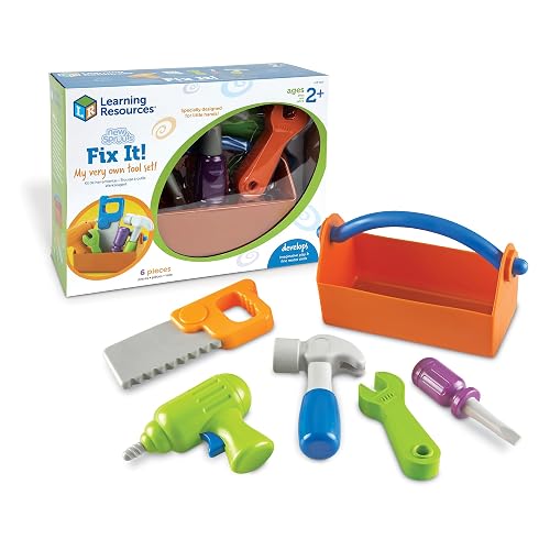 Learning Resources New Sprouts Fix It! My Very Own Tool Set - 6 Pieces, Ages 2+ Toddler Learning Toys, Develops Fine Motor Skills, Toddler Tool Set, First Tool Box, Kids Tool Set,Stocking Stuffers