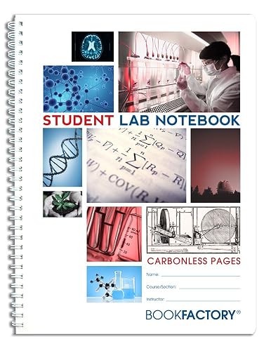 BookFactory Carbonless Student Lab Notebook, 25 Sets of Duplicator Pages | Scientific Grid Pages, Durable Translucent Cover, Wire-O Binding, 8.5'' X 11'' - Made in USA