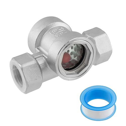 Antrader Stainless Steel 304 Sight Water Flow Indicator,1" NPT | Water Flow Indicator with Plastic Impeller for Agriculture,Residential Water Supply,Industrial