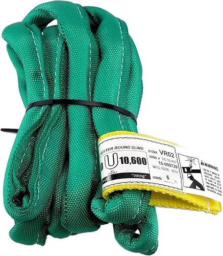 Chenango Supply VR2 6ft Green Endless Round Polyester Rigging Sling | USA Made, Double-Ply Cover, for Lifting & Material Handling, Capacity: 5,300 lb Vertical, 4,240 lb Choker, 10,600 lb Basket