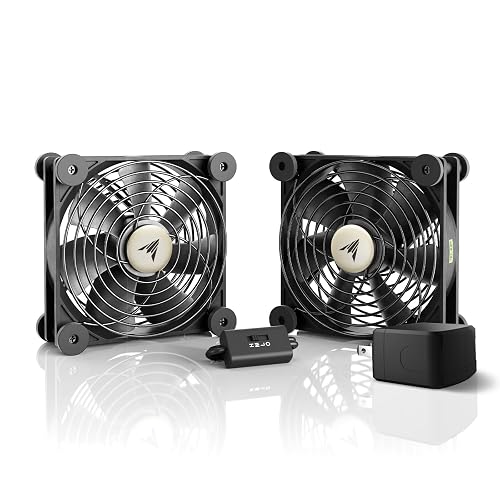 AC Infinity MULTIFAN S7-P, Quiet Dual 120mm AC-Powered Fan. | With Speed Control, UL-Certified, for Receiver, DVR, PlayStation, Xbox, Component Cooling