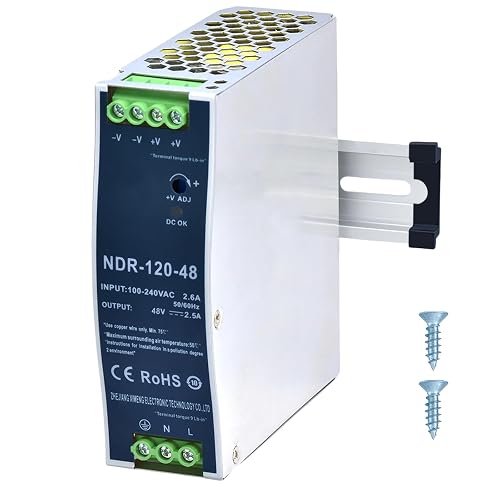 XSHBGF 48VDC Power Supply NDR 120W DIN Rail Power Supply Switch Switching Converter DC (Input 100-240VAC Output 48VDC 50/60HZ 48V 2.5A)