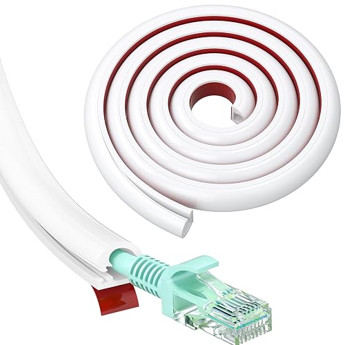 Yecaye 79in Cord Hider for Wall Mount TV, Silicone, 0.59''W x 0.4''H, White | Self-Adhesive Wire Covers for Cords on Wall, Side Open One Cord Cover, TV Cable Hider Wall