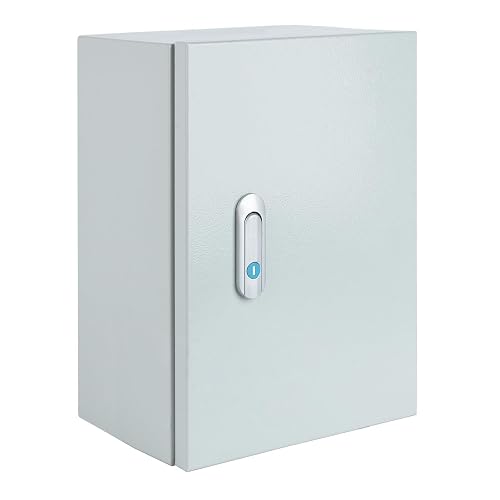 Steel Electrical Junction Box, Indoor&Outdoor Electrical Enclosure Box, Wall Mounted Waterproof&Dustproof Metal Box, Universal Electric Equipment Enclosure Box with Safety Locks and Mounting Plates
