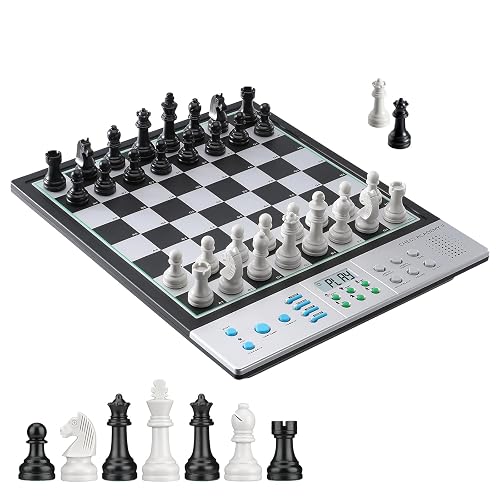 LC2B Advanced Electronic Chess Set with ELO 2200+ Engine & Talking AI Tutor, Comfortable Size Electronic Chess Board Perfect for Chess Lovers, Smart Computer Chess Game Set with Strong Magnet(Silver)