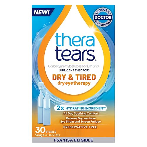 TheraTears Dry & Tired Eye Drops, Preservative-Free Vials, 30 Ct | Preservative-Free Eye Drops for Dry Eye Relief & Daily Eye Care, Single-Use Vials, All Day Soothing Comfort