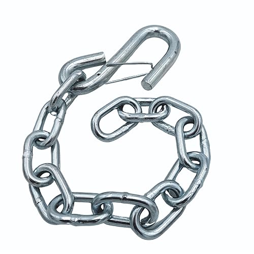 Tie Down Bow Safety Chain – 3/16 in. x 15-1/2 in. Steel, Zinc-Plated– Heavy Duty Marine Boat Trailer Safety Chain with 3/8 in. S-Hook & Wire Latch – Secure Towing Trailer Accessory Replacement Part