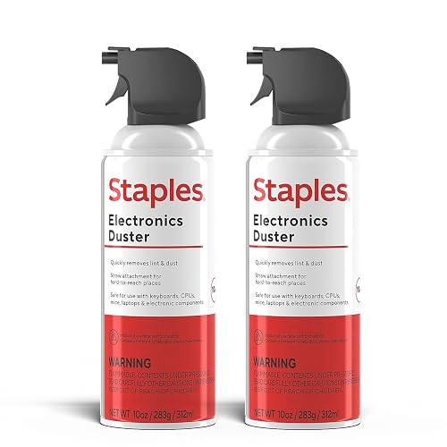 Staples Compressed Air Duster, 10 Oz Cans, 2-Pack | For cleaning electronics, keyboards, and office devices of dust and debris.